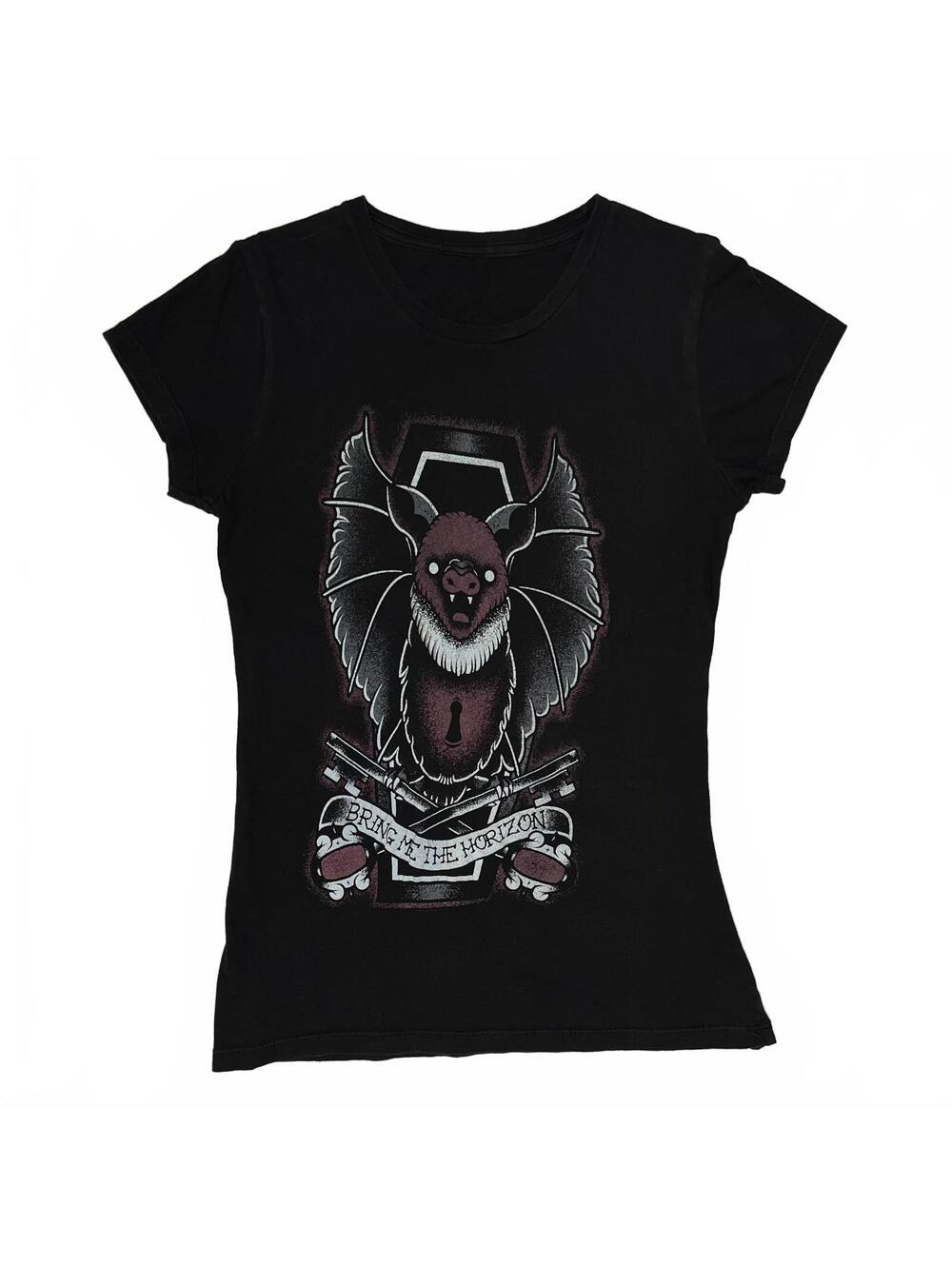 Bring Me The Horizon Coffin Bat & Keys Women's Black T-Shirt M Band T Metal Goth